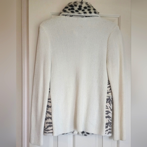 Lisa International Zebra Faux Suede Sweater Zip Jacket - Picture 3 of 10